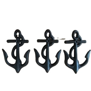 Juego de 3 anclajes de hierro fundido con 2 ganchos, gancho de decoración para Toalla de baño, casa de playa náutica, costa - Product Image 1