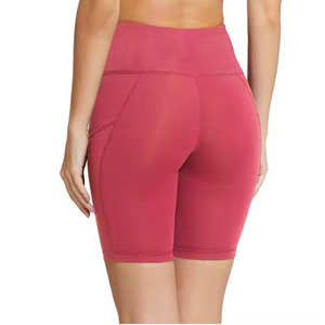 Shorts de yoga personnalisés Taille haute Séchage rapide Respirant Extensible dans les quatre sens Couleur unie Logo personnalisé Vêtements de fitness sexy - Product Image 2