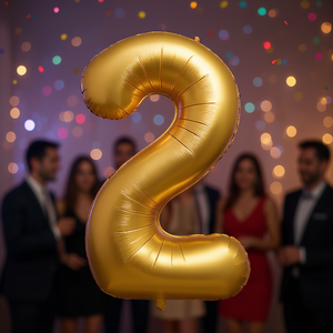 Palloncino Metallico Numero 2 Dorato 100 Cm per Decorazioni Festa Bambini - Product Image 3