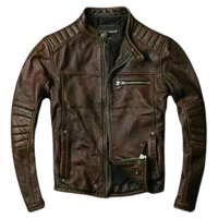 Chaqueta Bomber Larga Formal de Seda Encerada Vintage en Cuero Genuino con Producción Clásica y Acabado Resistente
