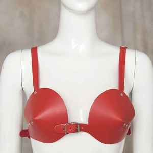 Sujetador de cuero para mujer de talla grande para adultos transpirable ligero teñido liso con logotipo frontal estilo simple - Product Image 5