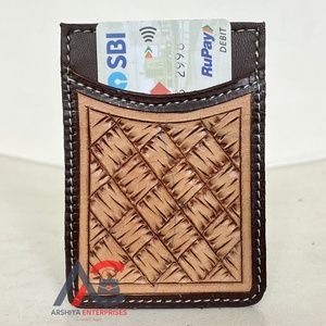 Hand <b>Crafted</b> Genuine Cow <b>Leather</b> Luxury Card Holder Wallet Western <b>Tooled</b> <b>Leather</b> RFID Blocking Portable Card Case for Unisex - Product Image 1