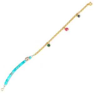 Pulsera de tenis de plata de ley 925 con perlas de agua dulce y turquesa, chapada en rodio con detalles de diamantes, ideal para regalo. - Product Image 2