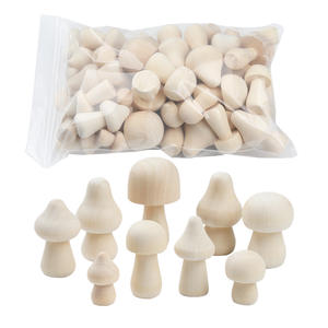 Kit Artigianale Fai-da-Te da 50 Pezzi per Bambini per Disegnare e Personalizzare le Proprie Figure di Funghi in Legno - Product Image 1