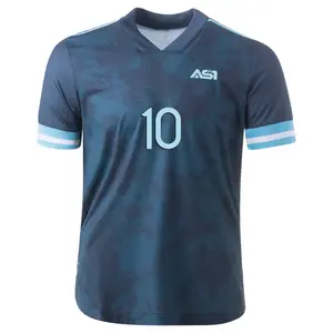 Top Quality Soccer Jersey 100% Soft Durable Polyester Sublimated Football Jersey Short Sleeve V-Neck OEM Terms Production Siakot