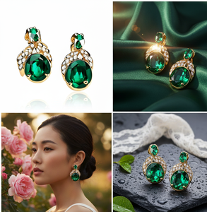 Elegantes pendientes colgantes verdes de Plata de Ley 925 para mujer joyería de moda para bodas y fiestas - Product Image 3