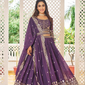 Designer <b>Wedding</b> Wear Lehenga Choli And Dupatta With Embroidery Sequence Work With <b>Belt</b> - Product Image 1