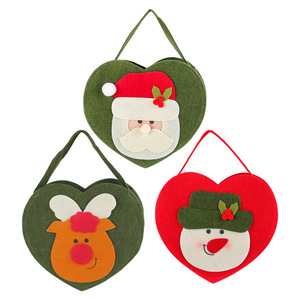 Sacs cadeaux en forme de cœur de Noël |   Sac à main 3D Père Noël, Sacs à bonbons en forme de pomme de dessin animé, Sacs à friandises de Noël - Product Image 1