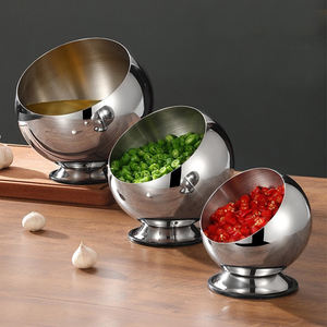 <span class=keywords><strong>Bol</strong></span> à assaisonnement en acier inoxydable à ouverture oblique avec base pour hôtel, restaurant, buffet, sauce, salade, fruits - Product Image 1