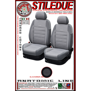 Rivextauto Anthracite/Black Sports-Funda de asiento delantero de negocios de lujo Transpirable PVC/Poliéster/Malla/PE Diseño de lujo para Abarth - Product Image 1