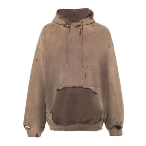 Sweat à capuche zippé épais personnalisé coupe oversize style streetwear 100 % coton hiver avec poches effet usé pour homme - Product Image 1