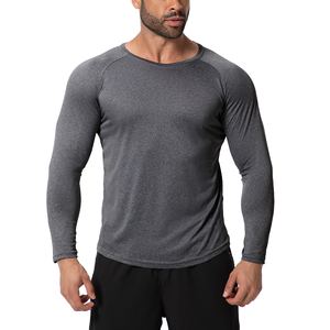 Wholesale Fitness Clothing 140 Gsm High Elastic Solid Color <b>Long</b>-<b>Sleeved</b> Gym <b>t</b> <b>Shirt</b> for <b>Men</b> - Product Image 5