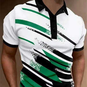 6XL grande taille vêtements pour hommes cravate-teinture motif rayé mode Polos T-Shirts été à manches courtes 3D imprimé rue mâle POLO t-shirt - Product Image 4