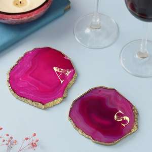 Posavasos de cristal de diseño elegante, oro galvanizado, compra al por mayor, posavasos de ágata, posavasos de ágata para decoraciones del hogar - Product Image 3