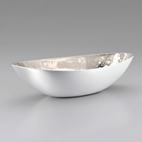 Grand plat de service classique en aluminium martelé blanc et argenté, écologique, élégant et décoratif, pour mariage et table moderne