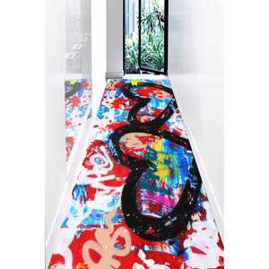 Abstract Heart Art <b>Rug</b>: Colorful Graffiti Style Floor Mat,<b>Chenille</b> <b>Rug</b> - Product Image 3