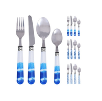 Ensemble de couteaux, fourchette et cuillère en acier au design unique, manche en résine pour la maison, ustensiles de cuisine, couverts en acier miroir