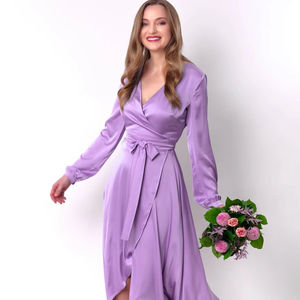 Vestido de seda, vestido de seda, vestido cruzado, vestido de dama de honor, vestido de invitados de boda, vestido de mujer, vestido de noche, vestido largo - Product Image 1