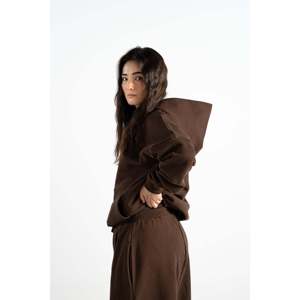 Sudadera con Capucha de Invierno Orgánica Y27 Heavy Boxy - Mocha [520 GSM] Talla XL, Bordado 3D, Tejido French Terry, Etiqueta Personalizada, Peso 500g, Serigrafía - Product Image 4