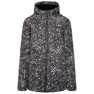 Custom Women Fashion Leopard Print <b>Windbreaker</b> Jacket Waterproof Hooded Raincoat <b>Black</b> White Patterned Outdoor Lightweight Coat - Product Image 1