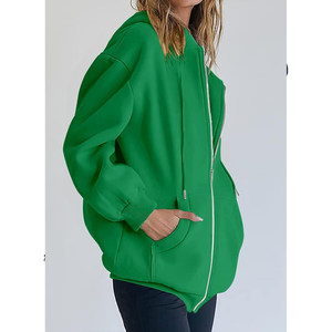 Sudaderas con capucha con estampado personalizado y hombros caídos y cremallera de gran tamaño para mujer, ropa de calle, jersey de alta calidad, sudadera para mujer - Product Image 3