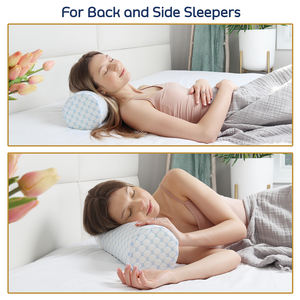 Neck <b>Pillow</b> for Sleeping Round <b>Bolster</b> <b>Pillow</b> with Shredded Memory Foam Cotton Insert Tube Neck Support <b>Pillow</b> No Latex - Product Image 4