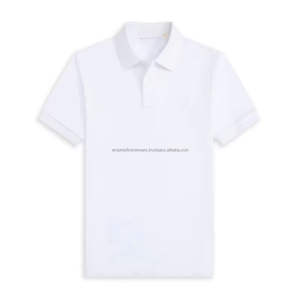 Polo de color personalizado liso para hombre, camiseta de mezcla de algodón informal de manga corta con cuello, ropa informal perfecta - Product Image 6