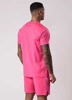 Nouvel ensemble de t-shirt et short pour homme, style tendance imprimé, coupe ajustée, manches courtes, panneaux contrastants, idéal pour la gym, l'entraînement et la plage