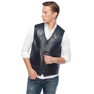Nueva llegada de los hombres Casual transpirable Biker Chaleco de cuero de invierno de la motocicleta Chaleco con precio al por mayor - Product Image 5