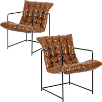 Hochwertiger Italienischer Stil PU-Leder Freizeitsessel Schwarzer Metallrahmen Weiche Polsterung Modernes Design für Wohnzimmer Schlafzimmer Lounge
