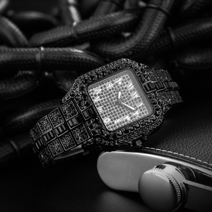 Reloj de Pulsera de Cuarzo con Diseño Personalizado, Estilo Hip Hop, con Incrustaciones de Piedras Preciosas y Números Arábigos, Joyería de Lujo para Hombre - Product Image 3