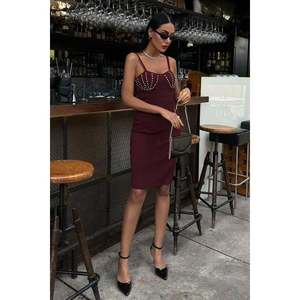 Vestido Mini Belina con Cintura Natural 2804 Adornado con Pedrería - Product Image 1