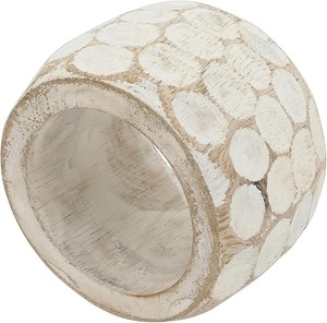 Anneaux de serviette en bambou émaillé peints à la main de luxe, écologiques, décoration de table unique pour Noël, mariages, fêtes, dîners, blanc - Product Image 3