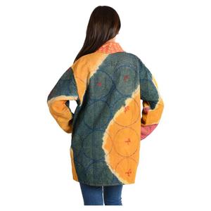 Chaqueta de algodón Reversible Vintage para mujer, abrigo bohemio con estampado Floral, tela tejida reciclada, informal para todo Otoño Invierno Primavera - Product Image 5