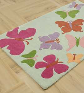 พรมผูกโบว์ขนสัตว์ปักลายผีเสื้อในร่มดีไซน์แบบนามธรรมสำหรับห้องนั่งเล่นห้องนอน - Product Image 1