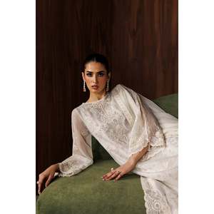Embroidered Cotton Chiffon <b>Net</b> <b>Fabric</b> UF-4440 Three-Quarter Sleeve Top for Spring/Summer - Product Image 6