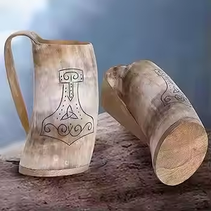 ROYAL แก้วมักนิยมดื่มเหล้าทำด้วยมือมาตรฐานที่มีคุณค่าสไตล์ใหม่ที่ดีที่สุดดื่มแก้วไวกิ้งฮอร์น - Product Image 1