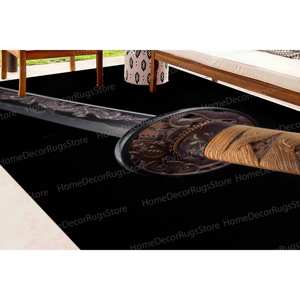 Alfombra Antideslizante con Diseño de Katana Asiática, Alfombra Suave con Pelo - Product Image 4