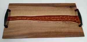 Bandeja de resina con asas de hojas doradas Bandeja de resina de forma ovalada para uso doméstico en hoteles Bandeja de resina de madera - Product Image 2