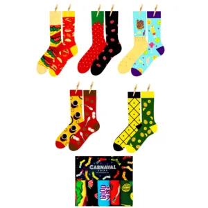 Unisex 5-Pack Left and Right Different Colorful <b>Socks</b> Digital Printed <b>Boxed</b> - Product Image 1