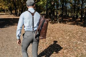 Sac à dos en cuir pour hommes sac à main de bureau sac de voyage sac à dos universitaire - Product Image 3