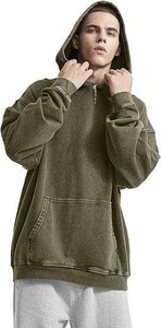 Direct Factory Acid Wash Hombres Sudadera con capucha con hombro caído y acabado desgastado - Product Image 2