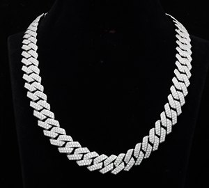 Ensemble à la main 14mm MOISSANITE Stone Prong Cuban Link Chain Moissanite Necklace 925 Sterling Silver Finish Chain DIAMOND Tester20 Inch - Product Image 3