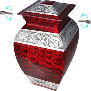 Urna de cremación para adultos de estilo americano cuadrado rojo, suministros decorativos para entierro funerario - Product Image 1