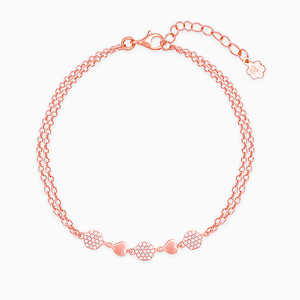 Pulsera ajustable de oro rosa con corazones deslumbrantes, accesorio de joyería de moda para mujer, Idea de regalo romántico para aniversario de boda - Product Image 3