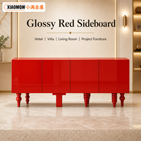 Buffet moderne en bois massif rouge brillant, meuble de rangement écologique pour salle à manger, hôtel, villa, projet de mobilier