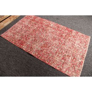 Tapis vintage de 3,9 x 6,6 pieds, tapis turc en laine à motifs floraux rouge brun - Product Image 4