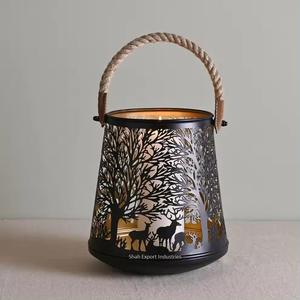 Farol de Metal de Alta Calidad con Asa de Cuerda, Diseño de Anteojos de Selva Tallados, para Decoración del Hogar y Jardín - Product Image 6