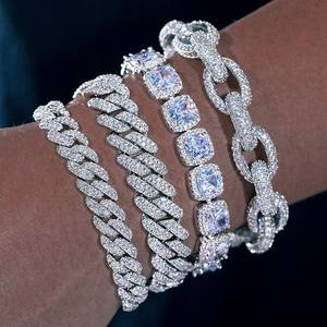 Pulsera de eslabones cubanos de oro blanco de 18 quilates estilo Hip Hop VVS Moissanite Pass Diamond Tester Iced VVS pulseras de eslabones de cadena fina - Product Image 2