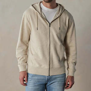 Sudadera con capucha y cremallera de manga larga de Color sólido bordado personalizado para hombre, ropa deportiva informal transpirable a prueba de viento OEM - Product Image 5